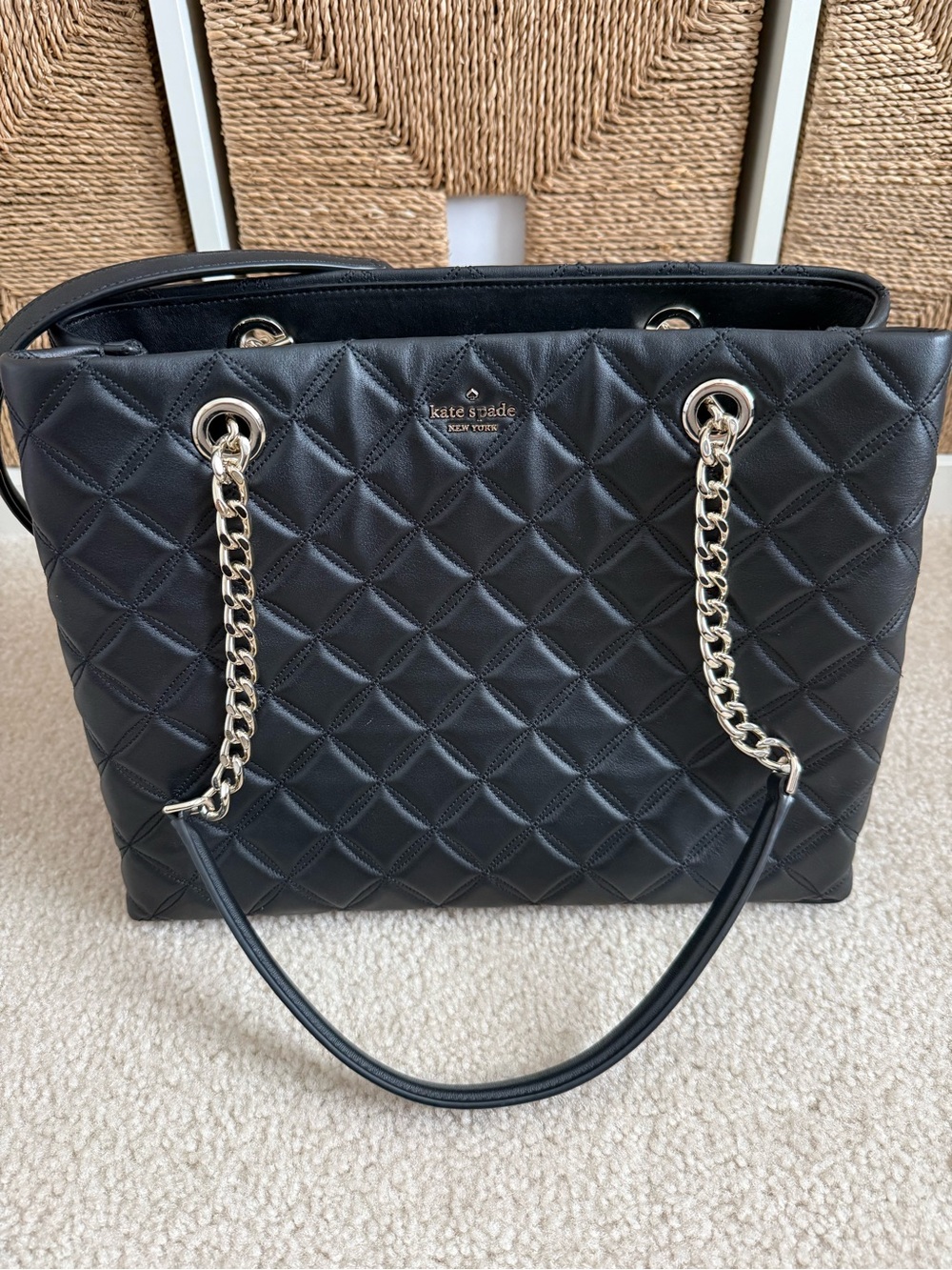 Kate Spade Natalia Black Quilted Leather Tote Bag
